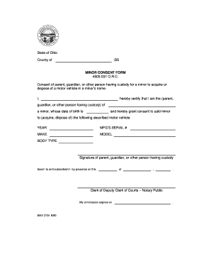 Ohio Minor Parental Consent Form