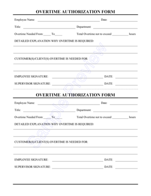 Overtime Authorization Form