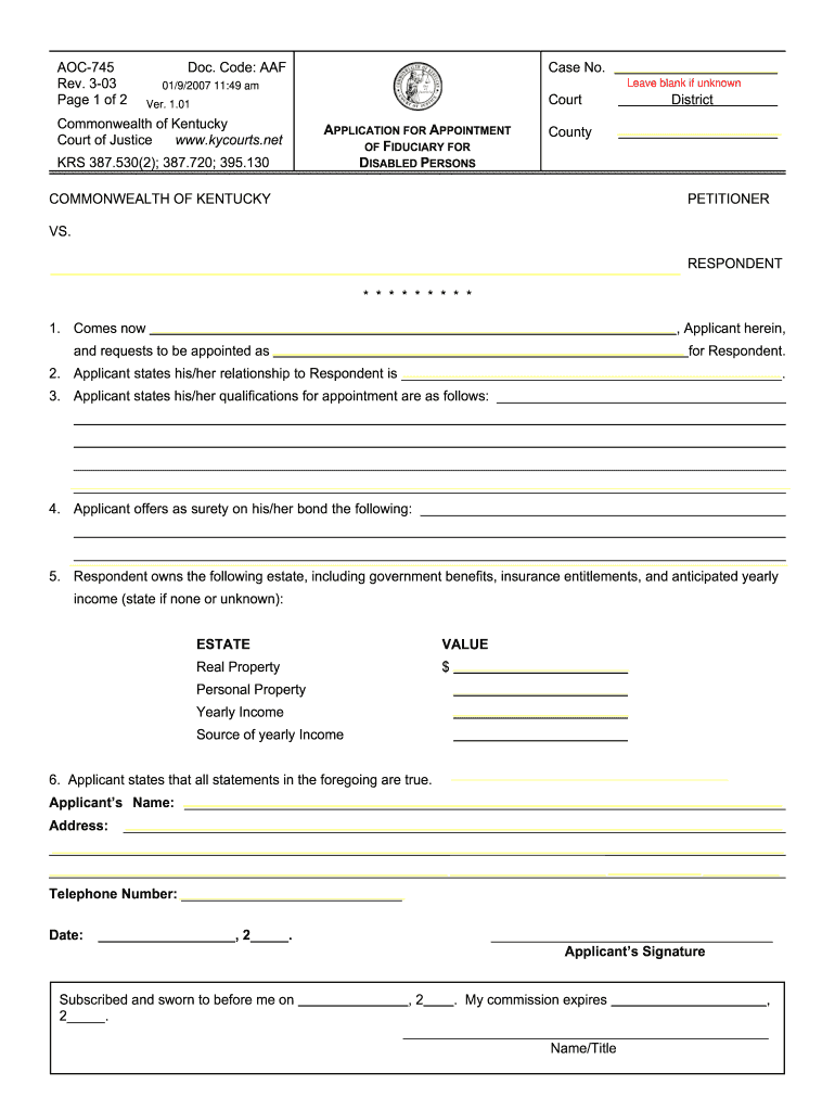 Get and Sign How to Fill Out Petitionapplication for Emergency Appointment of Fiduciary for Disabled Persons  Form 2003