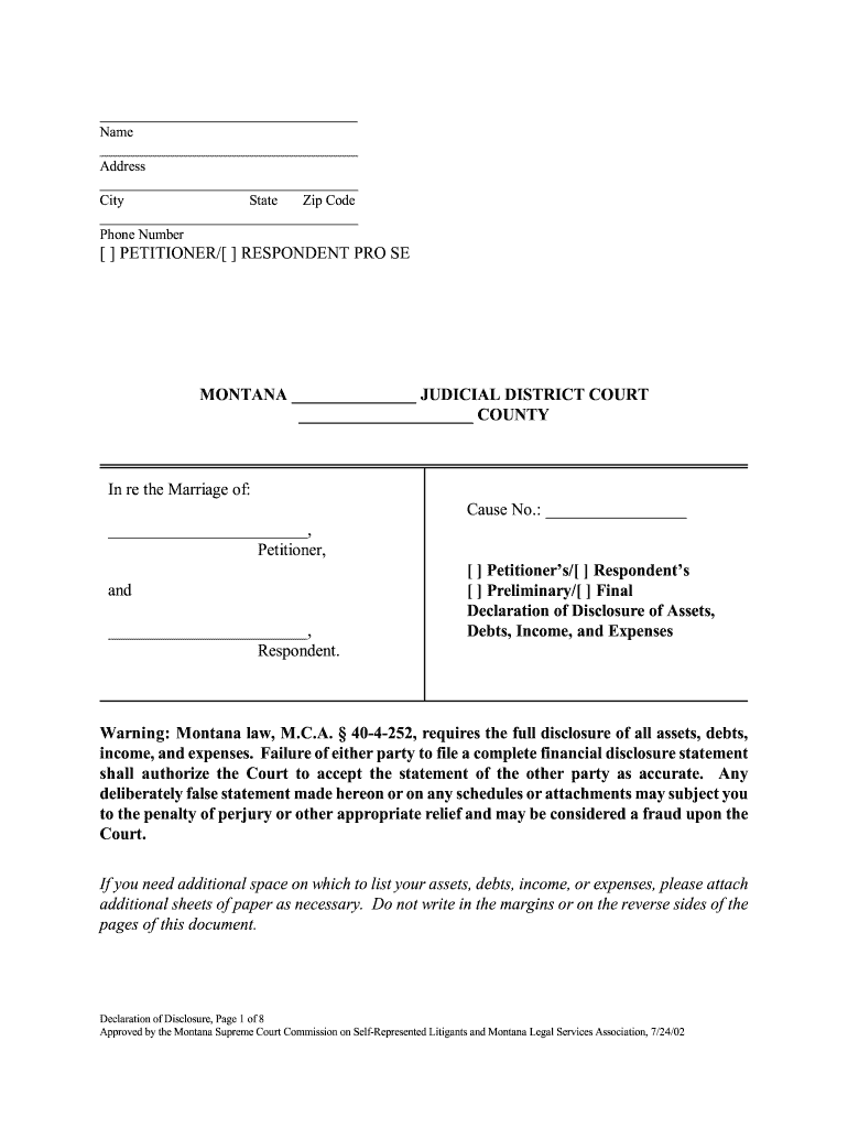  Declaration Disclosure Assets 2002-2024