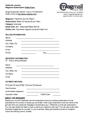 Platteville Journal  Form