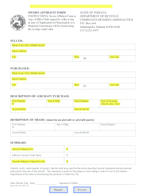 Indiana Affidavit Form