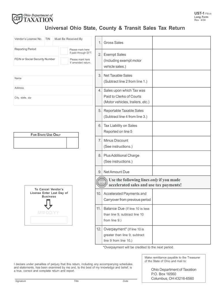  How to Fill Out the Ohio State County & Transit Sales Tax Return Form 2004