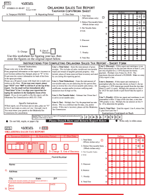 Oklahoma Sales Tax Report FormSend