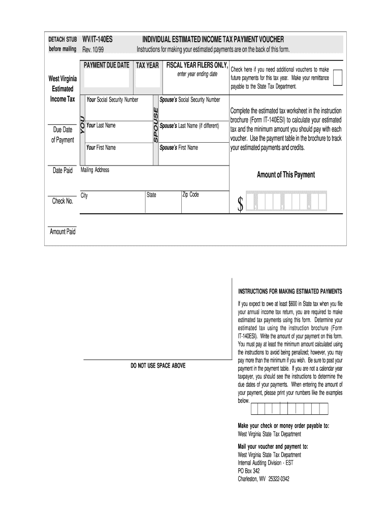  West Virginia Estimated Tax Form 1999