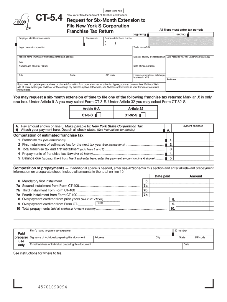  Form CT 5 4 2009