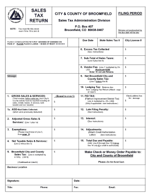 Sales Tax for Broomfield Co  Form