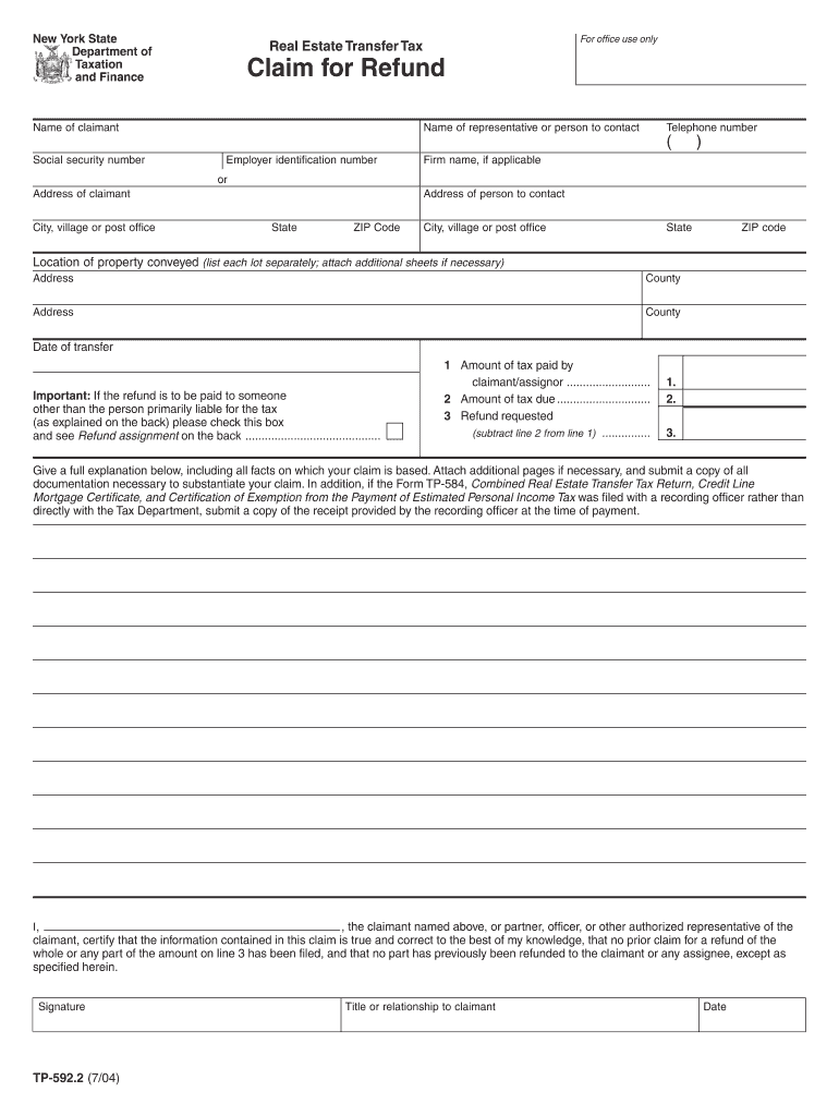  Form TP 592 2 July , Claim for Refund, TP5922 FormSend 2019-2024