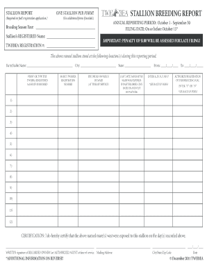 Twhbea Stallion Report  Form