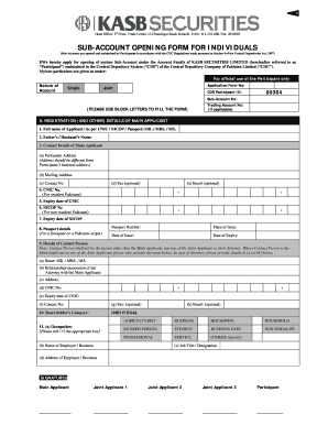 Kasb Securities Account Opening  Form