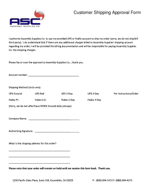 Shipping Approval Form