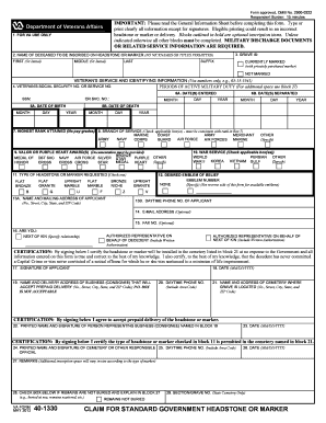 VA Form 40 1330, CLAIM for STANDARD Lamar County