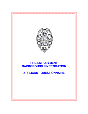 Background Investigation Packet City of Orono  Form