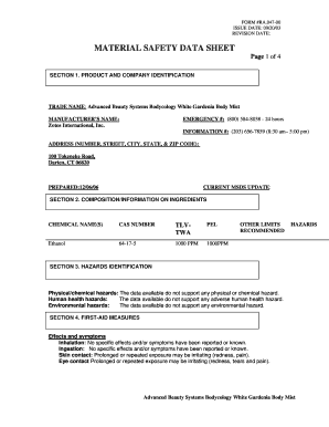 Bodycology Fragrance Mist Msds  Form