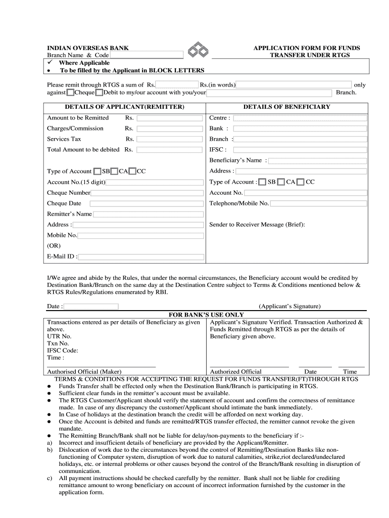 Iob Rtgs Form