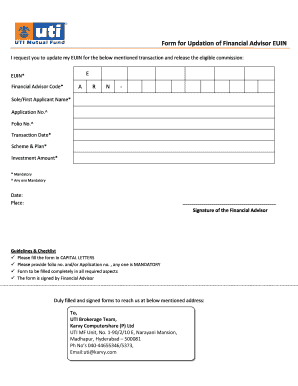 Uti Mutual Fund Form Euin