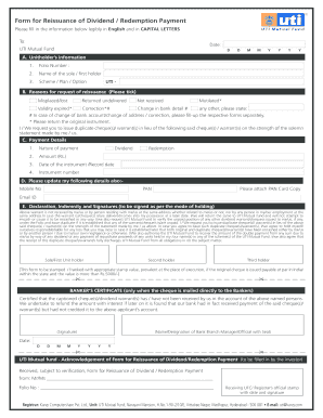 Uti Redemption Form