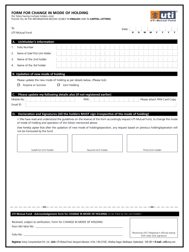 Mode of Holding  Form