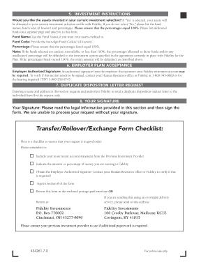 Fidelity Transfer Rollover Exchange Form