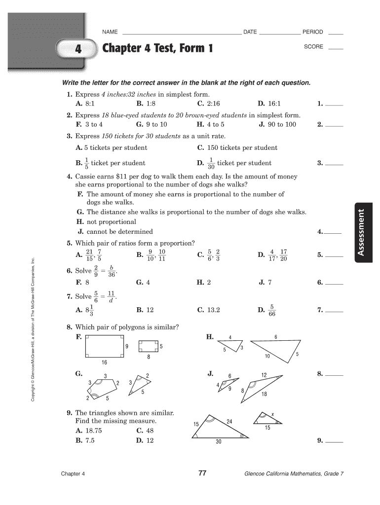 Glencoe Precalculus Chapter 4 Answer Key  Form