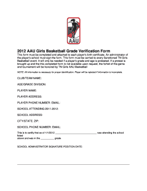 Aau Grade Report  Form