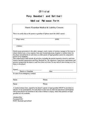 Little League Medical Release Form