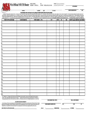 Nsa Roster Sheet  Form