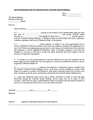 Sole Proprietorship Declaration Letter Format in Word