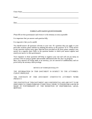 Family Law Client Questionnaire  Form