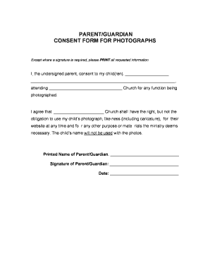 Photo Consent Form Church Forms