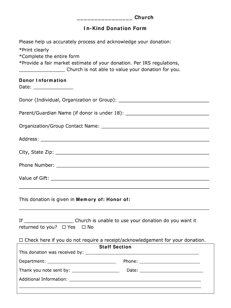 Church Donation Form