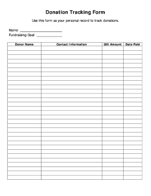 Donation Log Template  Form
