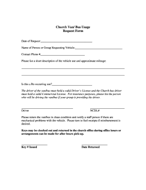 Letter of Request for Church Bus  Form