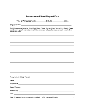 Church Announcement Form