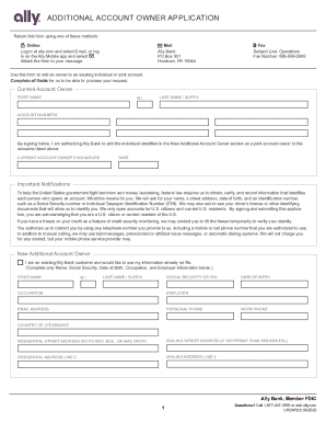 Ally Add Account Owner  Form