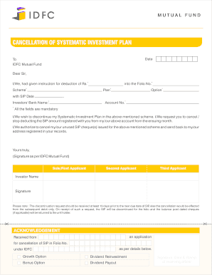 Idfc Sip Cancellation Form