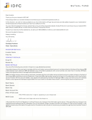 Idfc Mf Contact Details Updation Form