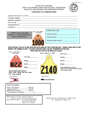 Al Cervidae Tag Program  Form