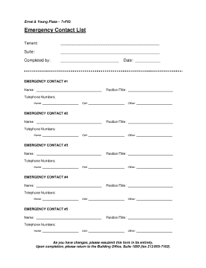 Emergency Contact List  Form