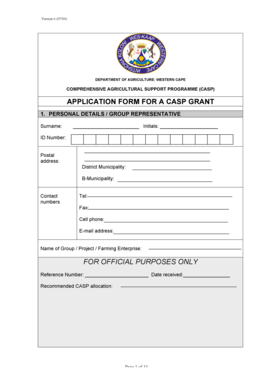 South Africa Application Grant  Form
