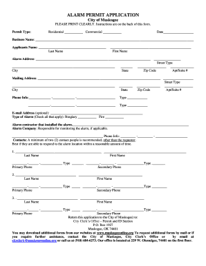 ALARM PERMIT APPLICATION City of Muskogee  Form