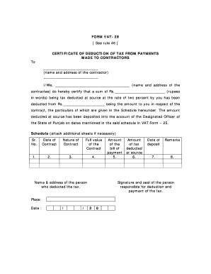 Form Vat 28 See Rule 46