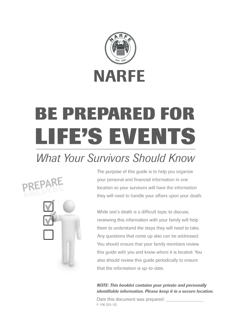  Narfe Be Prepared for Life Events Form 2010