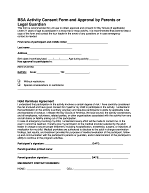 Cub Scout Permission Slip  Form