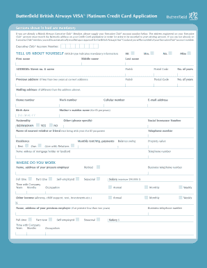British Airways Application Form