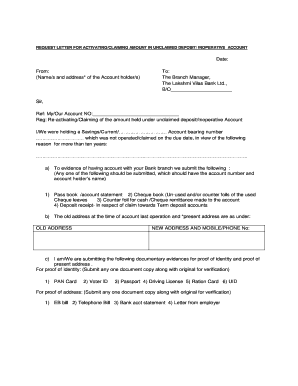 Lakshmi Vilas Bank Account Closing Form