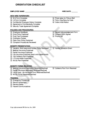 Orientation Packet Template  Form