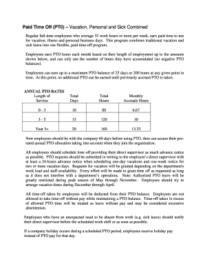 Vacation Accrual Policy Sample  Form