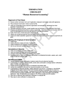 Termination Checklist Template Word  Form