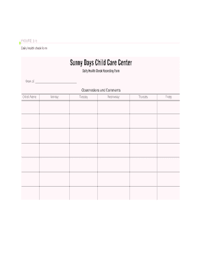 Head Start Daily Health Check Form